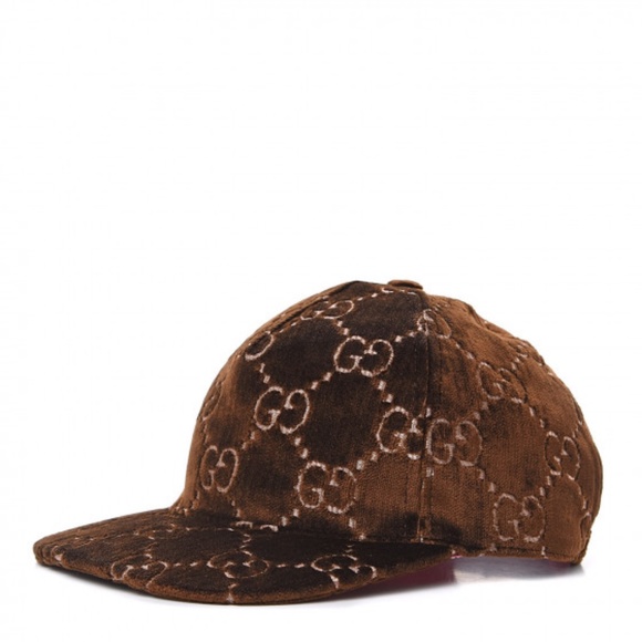 GUCCI VELVET GG MONOGRAM BASEBALL CAP